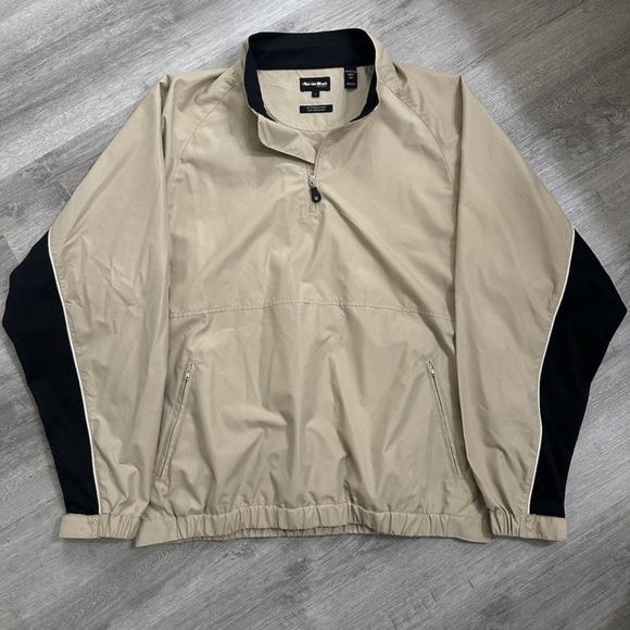 bolle Other - bollé GOLF Tan & Black Colorblock Quarter Zip Windbreaker Waterproof Sz L